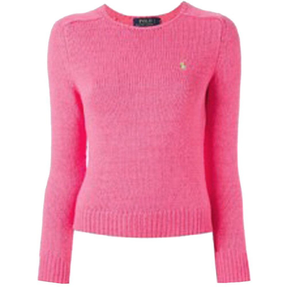 NEW $165 Polo Ralph Lauren Sweater!  Pink With Green Polo Player  Pure Cotton